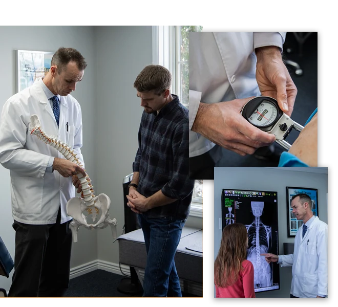 Dr. Scranton reviewing care with patients at Vertical Clinic of Chiropractic
